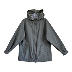 LANDS END Women's 14 16 Rain Wind Jacket Hooded Gore-Tex Olive Full Zip Bust 42"